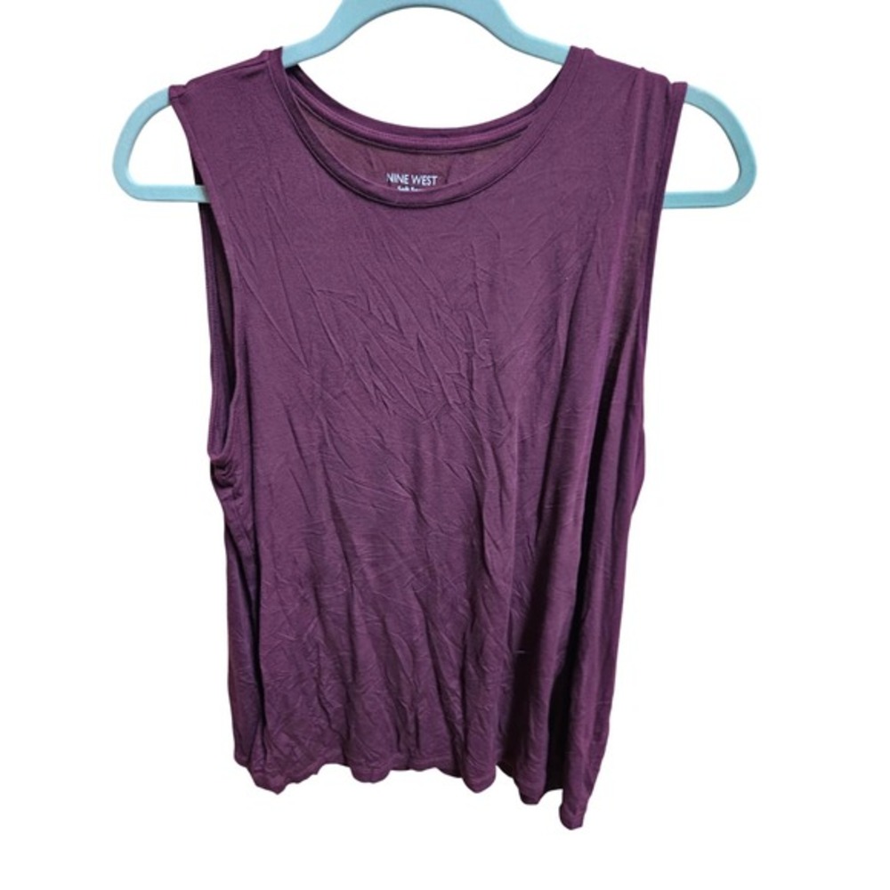 Nine West Soft Spun Sleeveless Tank Top‎ XL Purple Casual Layering Basic